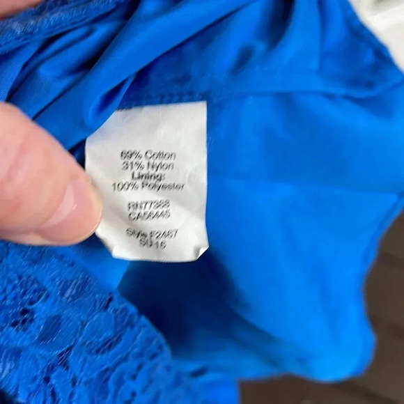 J. Crew floral lace overlay royal blue dress size 2 - Picture 4 of 5